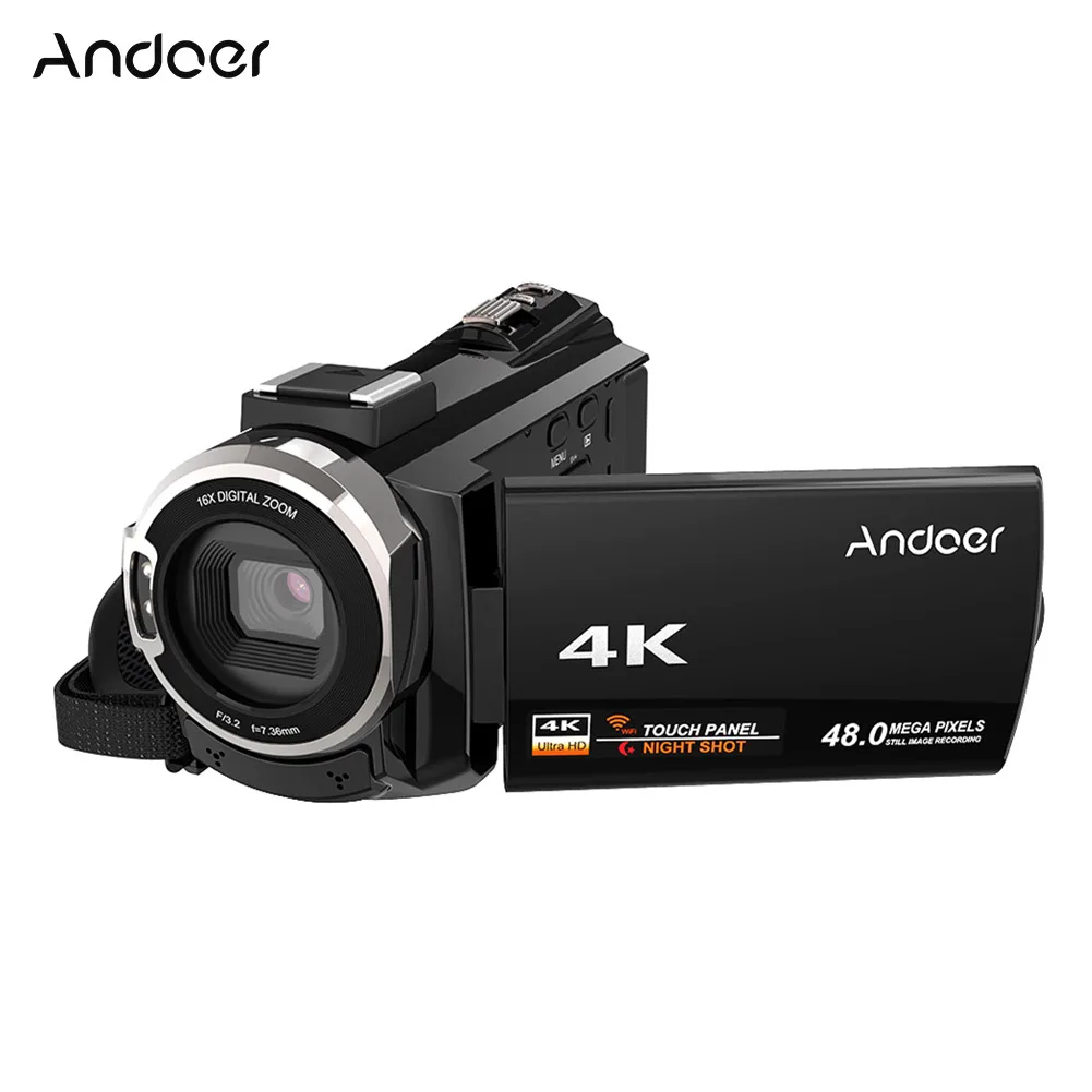 Черный Andoer 4K 1080P 48MP WiFi цифровая видеокамера регистратор емкостный сенсорный экран ИК инфракрасный Ночной прицел цифровая камера - Цвет: Черный