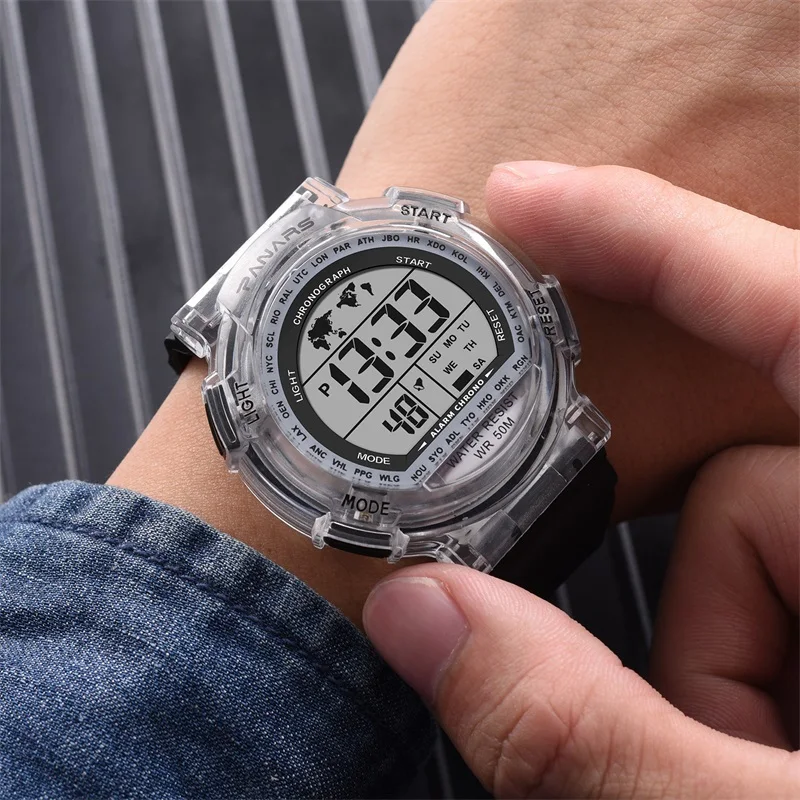 SYNOKE Girls Watches Kids Colorful Light Plastic Repeater Shock Resistant Back Light Stop Watch Plstic Boys Digital Watch