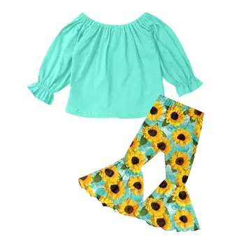 

hot selling Fall baby girl cute suits sunflower bell kids girl clothing