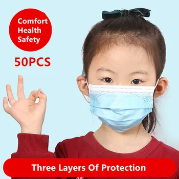 

3 Layers Mouth Mask Profession Child Kids Boy Girl Mask 50Pcs/Pack Nonwoven Disposable Elastic Breathable Face Masks