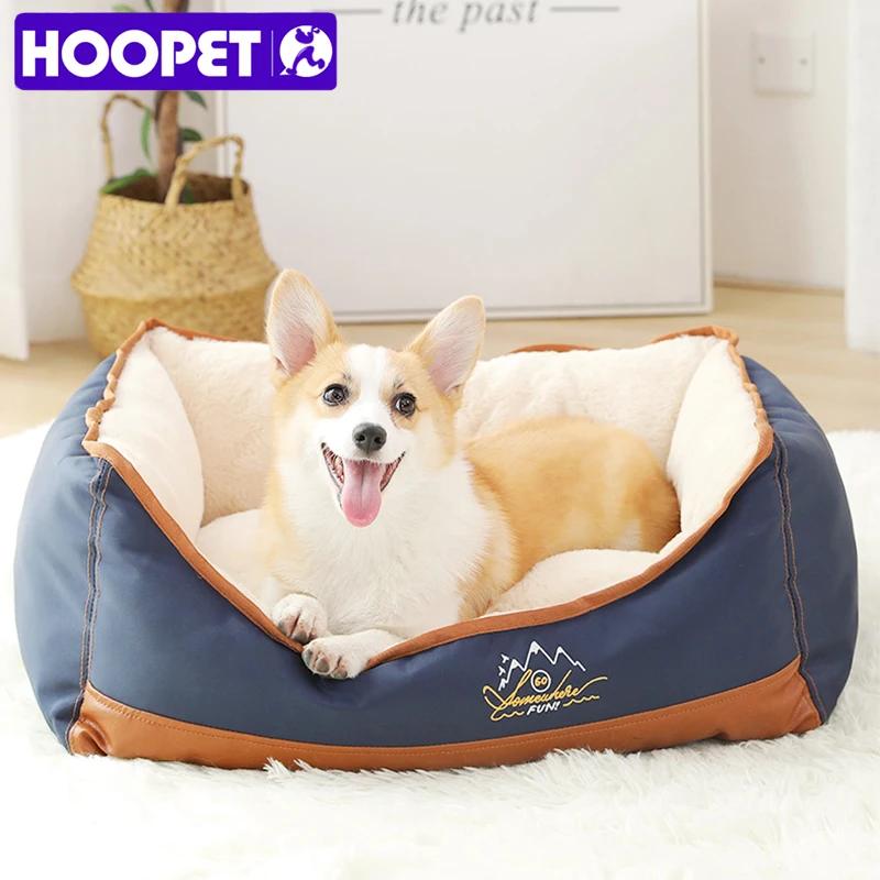 

HOOPET Pet Bed Dog Cat Mat For Small And Large Dog Wind Embroidery Stitching Contrast Color Warm Autumn Winter Pet Bed Supplies