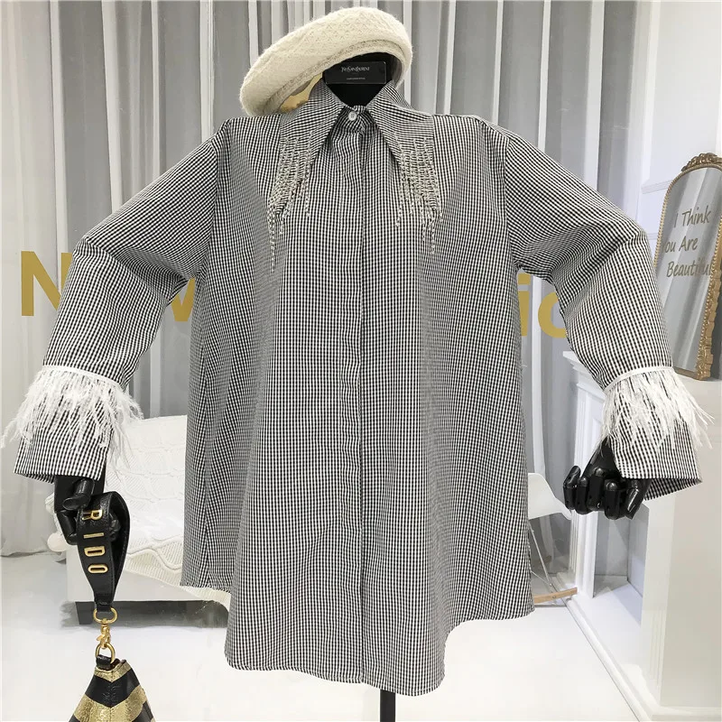 

2020 Early Spring New Women Blouse Print Tassel High Street Long Womens Tops and Blouses Womens Clothing Fashion Designer