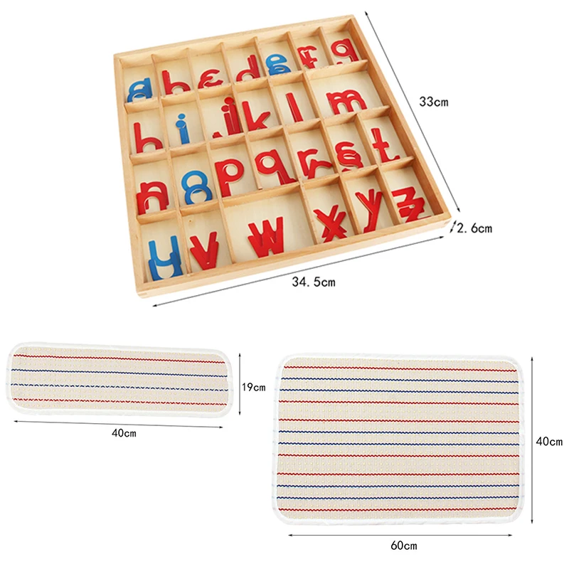 Children Montessori Language Educational Toys Instructions Activity Boxed Letter Blanket Wooden Blue Red English Alphabet Toys 6