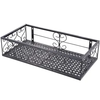 

1pc Balcony Hanging Guardrail Flower Stand Plant Succulent Railing Flower Pot Planting Shelf (Black)