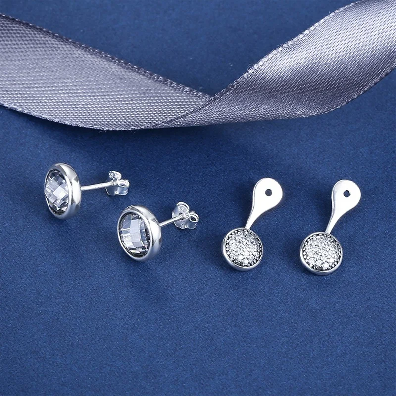 AZIZ BEKKAOUI 925 серебро элегантность серьги с прозрачным фианитом кристаллы серебро съемный для женщин серьги Свадебные украшения