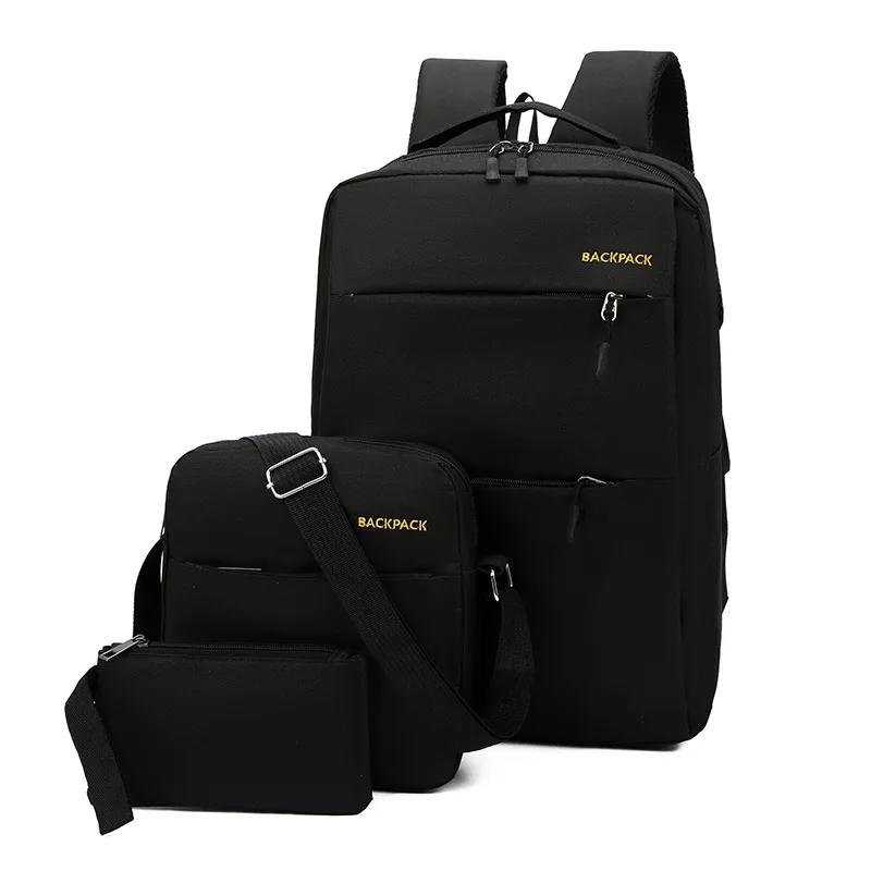 Mochila masculina комплекты рюкзаков 3 шт./компл. для мужчин и женщин сумка для подростков мальчиков и девочек Школьный рюкзак сумка для книг для мужчин - Цвет: Black