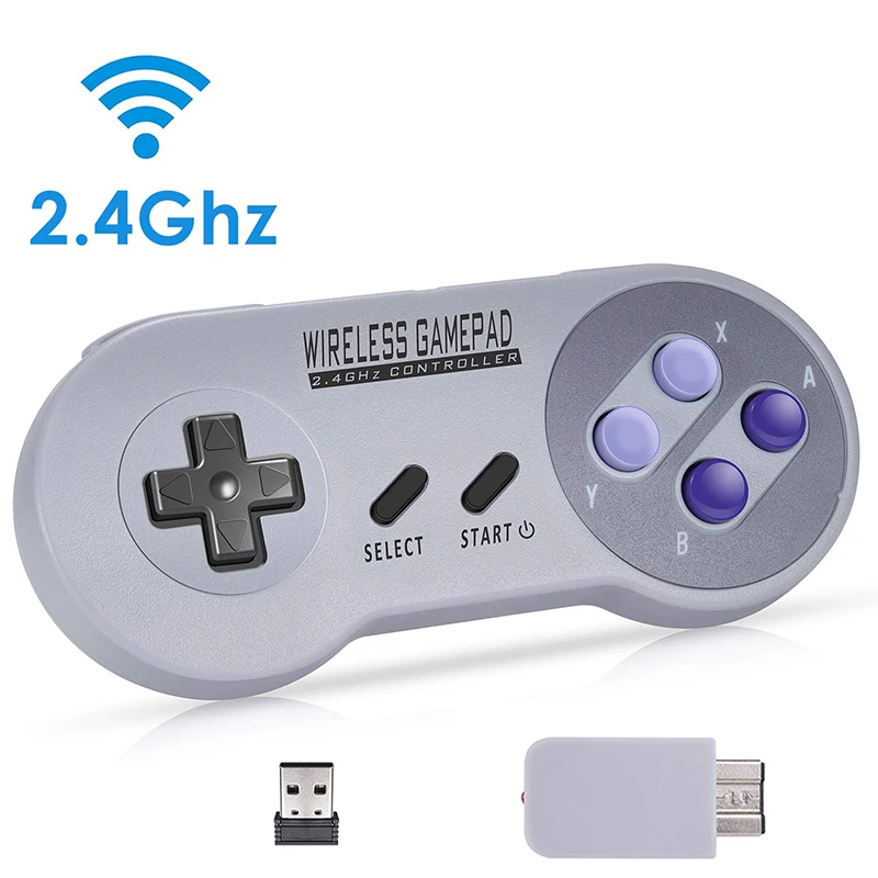 

WUIYBN Wireless Gamepad 2.4GHZ Joystick For NES/SNES Super Nintendo Classic PC Android Wireless USB Controller
