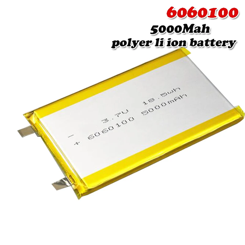 5000mAh 3,7 V 6060100 литий-полимерная аккумуляторная батарея для gps psp DVD PAD тахограф Банк мощности динамик прожектор