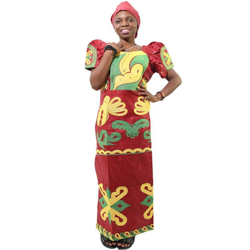 MD bazin dashiki women dress african style long dress with headwrap gold embroidery kanga dresses south africa lady clothes