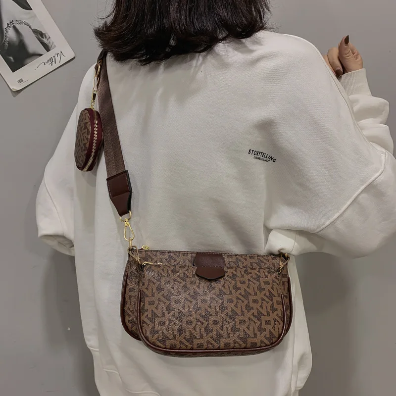 Женская сумка-мессенджер, осень и зима, стиль, модная, три в одном, сумки, широкий плечевой ремень, сумка через плечо - Цвет: brown