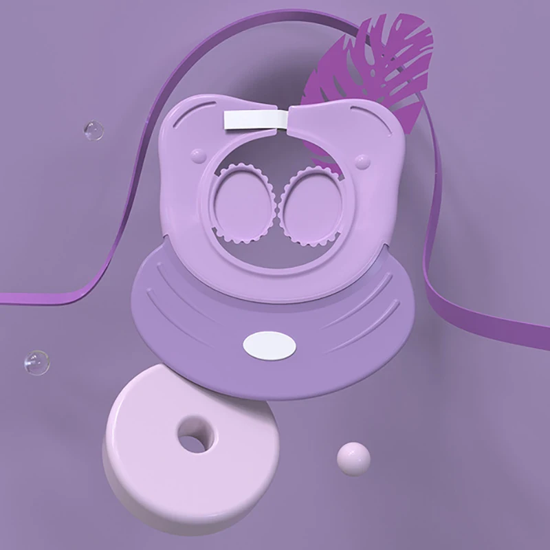 purple Детская кепка для шампуня, силиконовая детская шапочка для мытья волос, для душа, для ванны, козырек, головные уборы, регулируемая защита, водонепроницаемая, защита ушей, для глаз, детские шапки - Цвет: purple