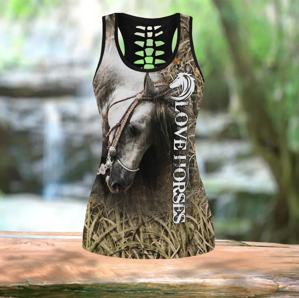 

Beautiful Horse Women's 3D Print Tanks Top Female Harajuku Backless Hollow Out Vest Summer T-Shirt Yoga Sleeveless Garment 02