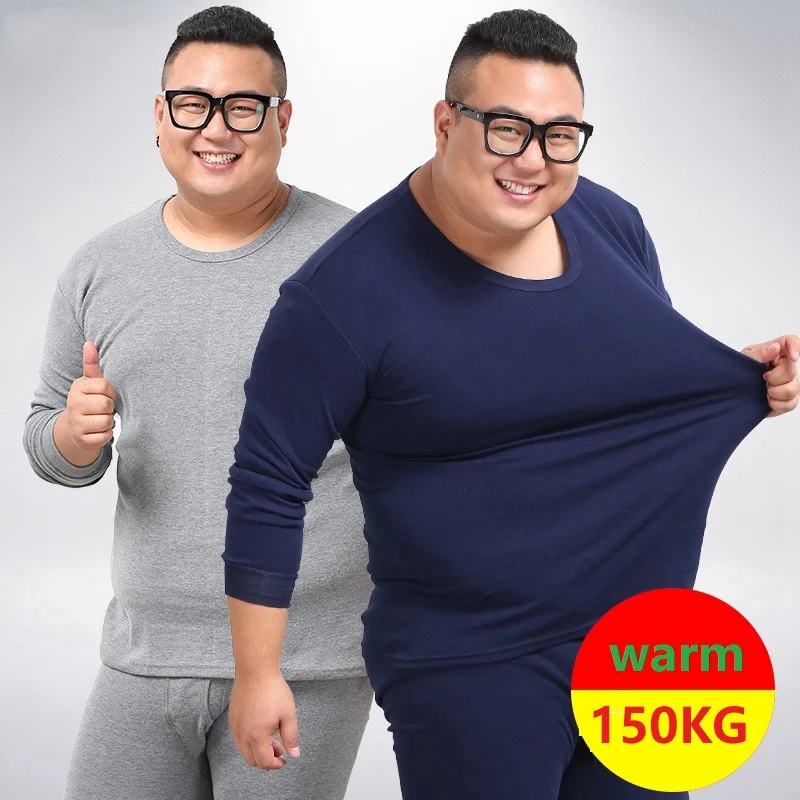 100% Cotton Underwear Thermal Leggings Sets Plus Size 6XL 7XL 8XL Winter Men Warm Tops And Pants Elasticity Stretch Bottoms 54 |
