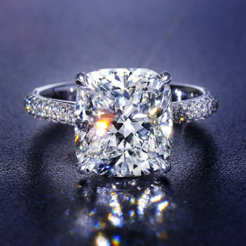 

Milangirl Inlaid Square Four Prong Ring Princess Wedding Simple Fashion Zircon Ring Holiday anniversary