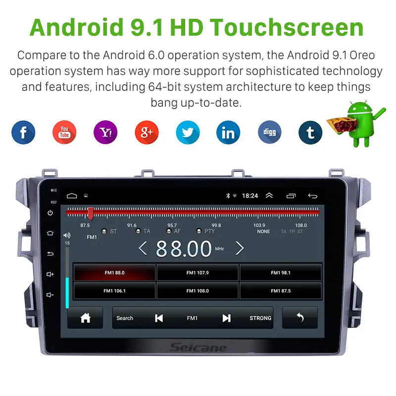 Harfey 9&quot Android 9.1 Car GPS Auto Radio for BYD G3 Bluetooth AUX Music HD Touchscreen support Carplay Rear camera TPMS DVR OBD |
