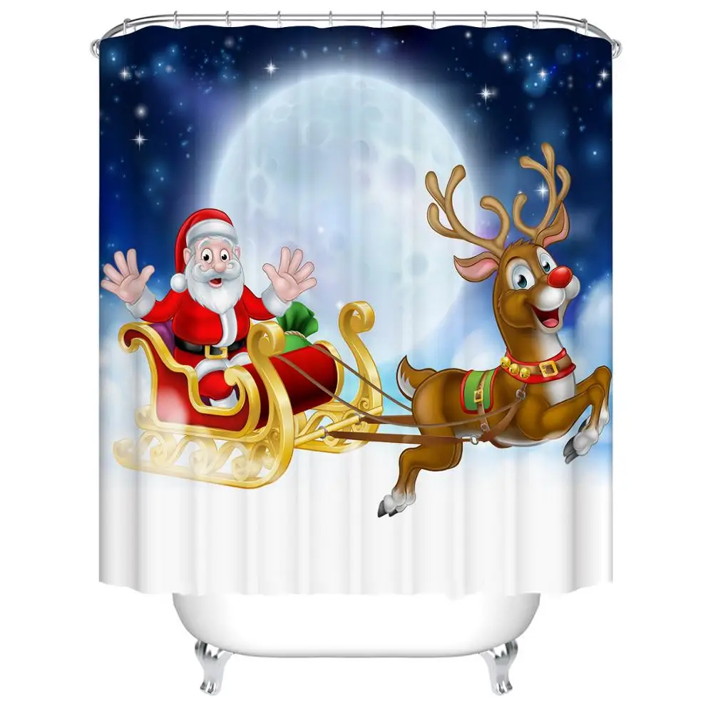 Рождественская занавеска для душа, 3D принт, водонепроницаемая занавеска, полиэфирная ткань, печать, занавеска для ванной, s для ванной, душ, Прямая поставка - Цвет: D0902