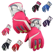 Зимние профессиональные лыжные перчатки для девочек и мальчиков, водонепроницаемые толстые теплые перчатки, Детские ветрозащитные лыжные перчатки для сноуборда