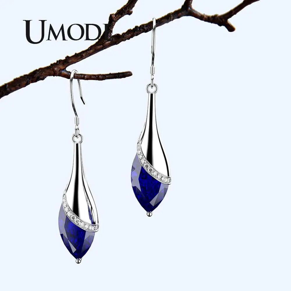 UMODE корейские Винтажные висячие серьги Элегантные cz, висящие сережки трендовые индийские модные ювелирные изделия женские аксессуары UE0598