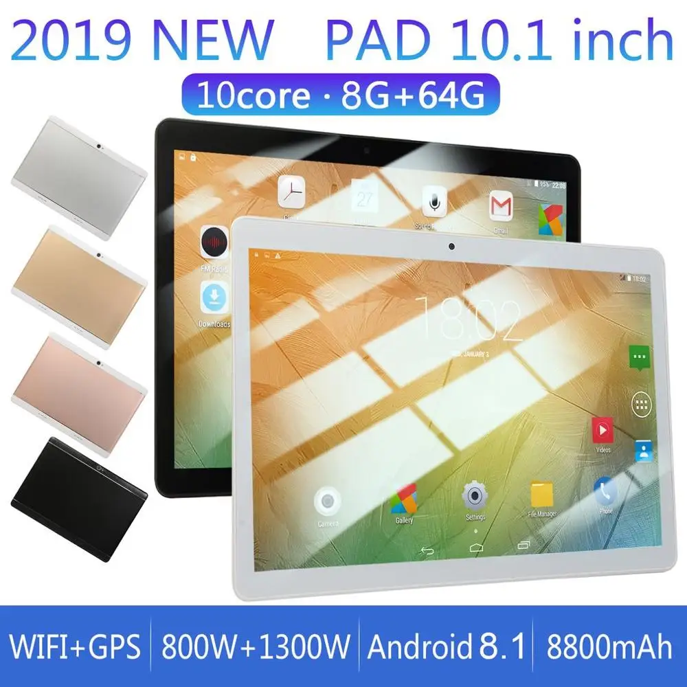 KT107 планшет с круглым отверстием 10,1 дюймов HD большой экран Android 8,10 версия модный портативный планшет 8G+ 64G белый планшет