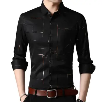 Men s dress shirts male high quality long sleeve slim business casual shirt turn down