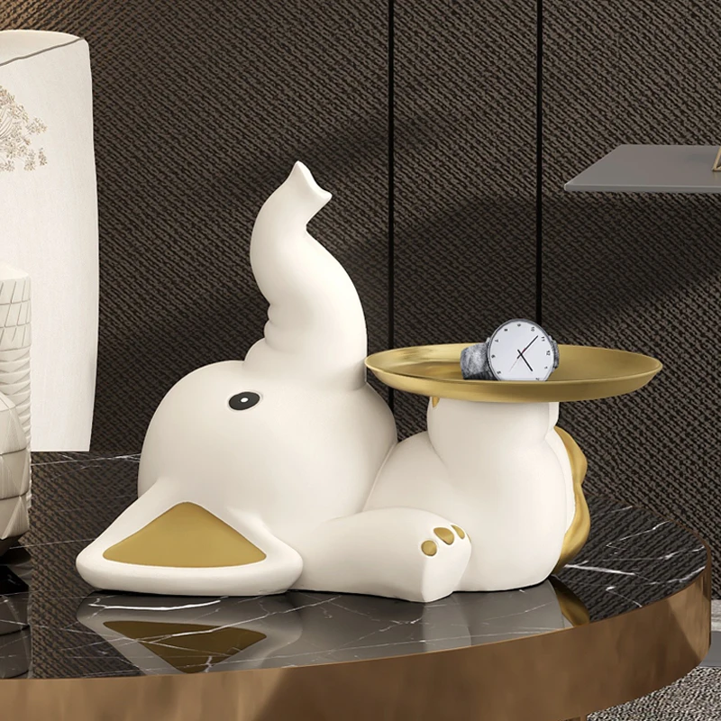 Home Dector Elephants Statues Porch Key Storage Tray Furnishing