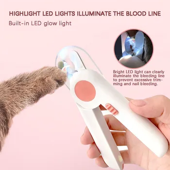 

Pet Dog Cat Nail Clippers Easy Hold Claw Cat Nail Clippers Trimmer With LED Light Grooming Safety Scissors Dog Clippers Machine