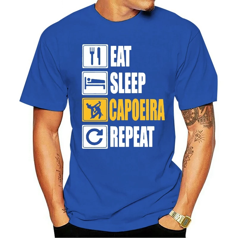 2021 модная повседневная футболка из 100% хлопка с надписью Eat Sleep Capoeira Repeat Graphic