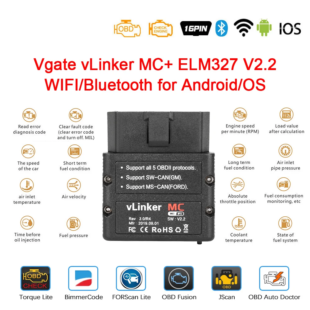 vLinker MC（WIFI+Bluetooth+BLE+Bluetoot）黑色 (2)