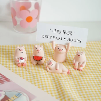 

Cartoon Cute Pig desktop decoration girl heart student hands raised piggy message folder business card folder Photo folder