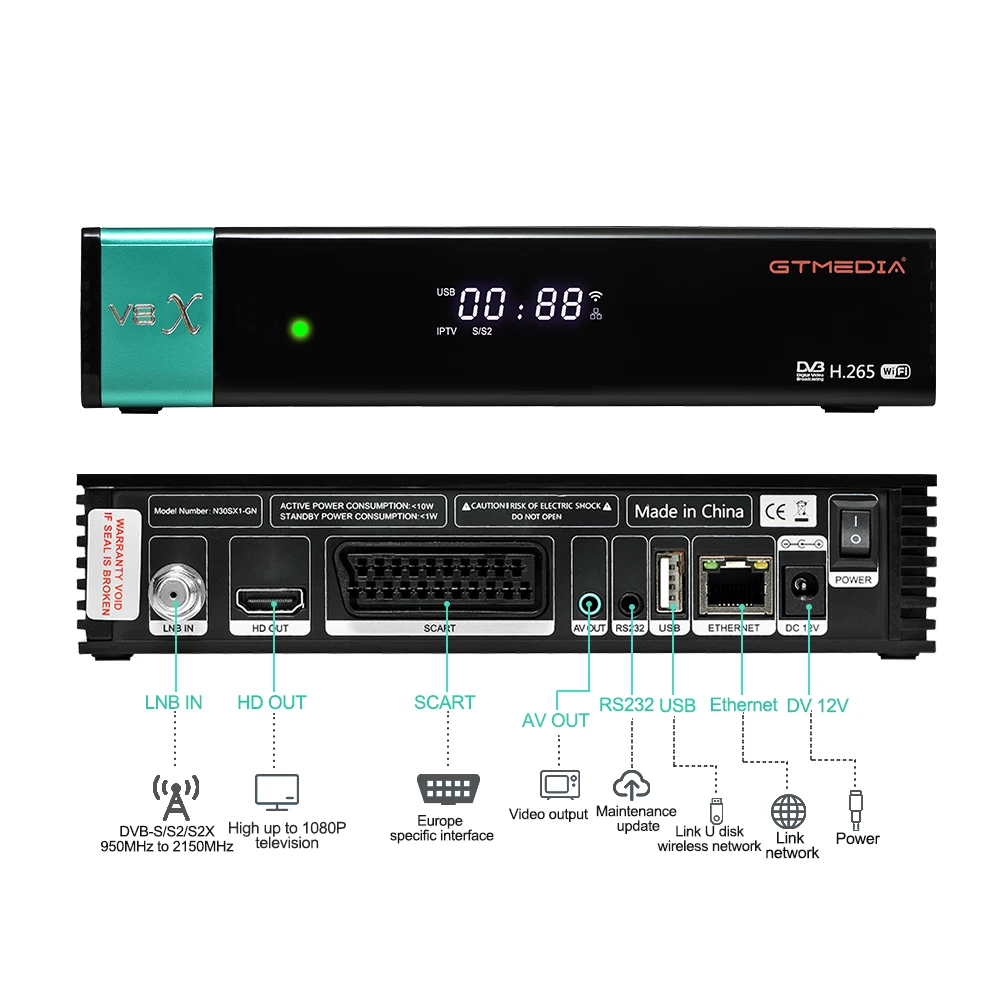 Full HD GTMedia V8X DVB S2 FTA спутниковый ресивер GT Media V8 Nova поддержка H.265 Встроенный Wi Fi