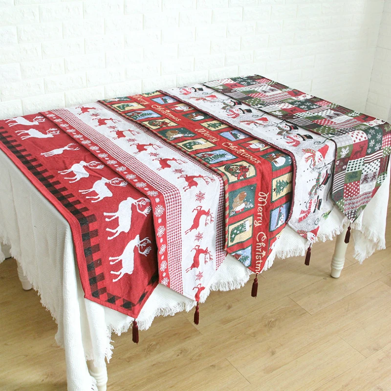 

Christmas table cloth decorative flag dining mat Jacquard