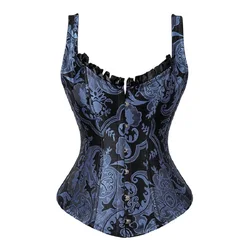 Women Waist Corset Slim Steampunk Gothic Sexy Overbust Bustiers Wide Strap Steel Bone Body Shaper Burlesque Party Dress Clothes