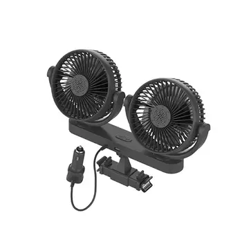 

Dual Head 3-Speed 12V 24V Car Headrest Back Seat Cooling Fan With 5V USB Charger