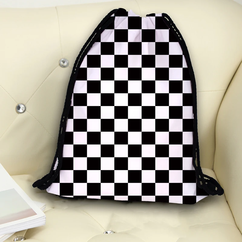 JomTokoy, модный Дамский рюкзак со стягивающим шнуром, черно-белый, с принтом, для путешествий, мягкая женская сумка со шнурком, сумки