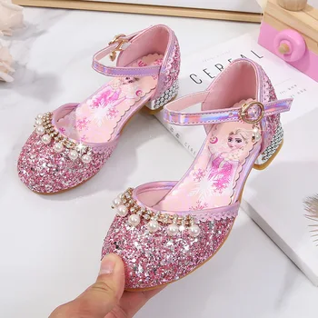 

Disney cartoon girl princess shoes spring new children's frzozen crystal sandals little girl model performance shoes
