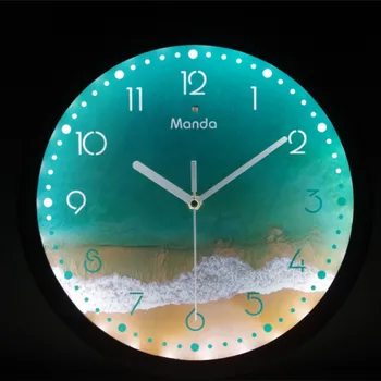 

Modern living room bedroom sound control wall clock luminous living room led home creative ultra quiet quartz clock LX110508