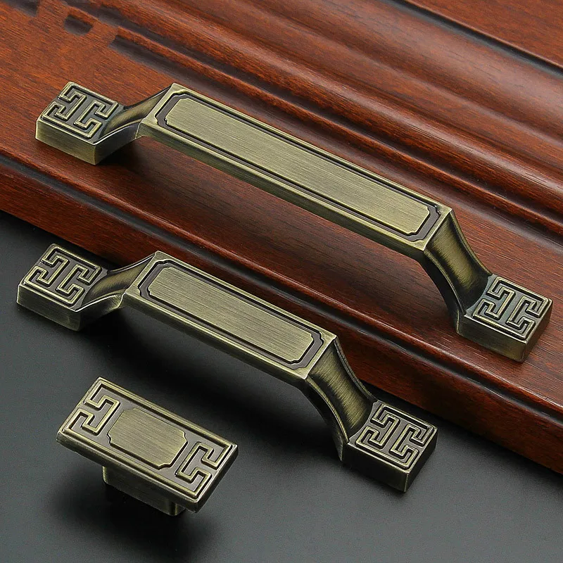 

Door Handles New Chinese style cabinet door handle green bronze european-style sub-drawer archaize wardrobe handl