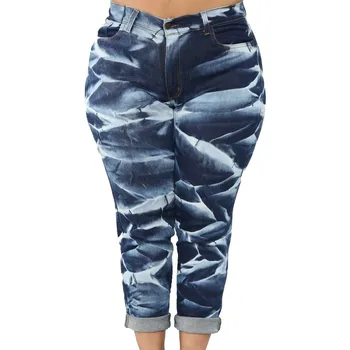 

Hot ladies Denim pants women summer Casual Pants Fashion New Pockets Wash Denim Printing Jeans K1011