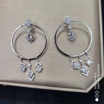 

Water Drop Zircon Tassel Earring Hoop Cuff Earring 925 Sterling Silver Shell Pearl Round Earring Women Wedding Party Jewelry