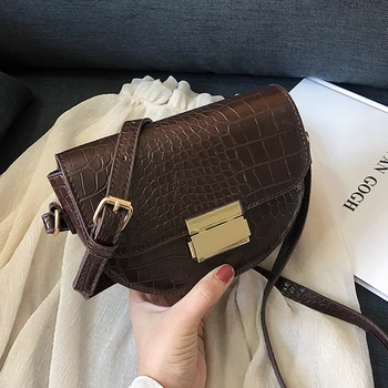 

Crocodile Pattern Vintage Leather Crossbody Bags For Women 2020 New Small Purses and Handbags Ladies Shoulder Simple Bag