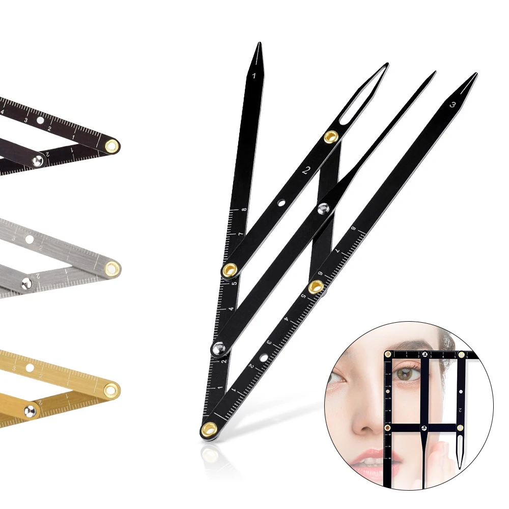Calibradores de acero inoxidable con proporción dorada, herramienta de medida de cejas, maquillaje permanente Microblading, separador de cejas Mean Golden