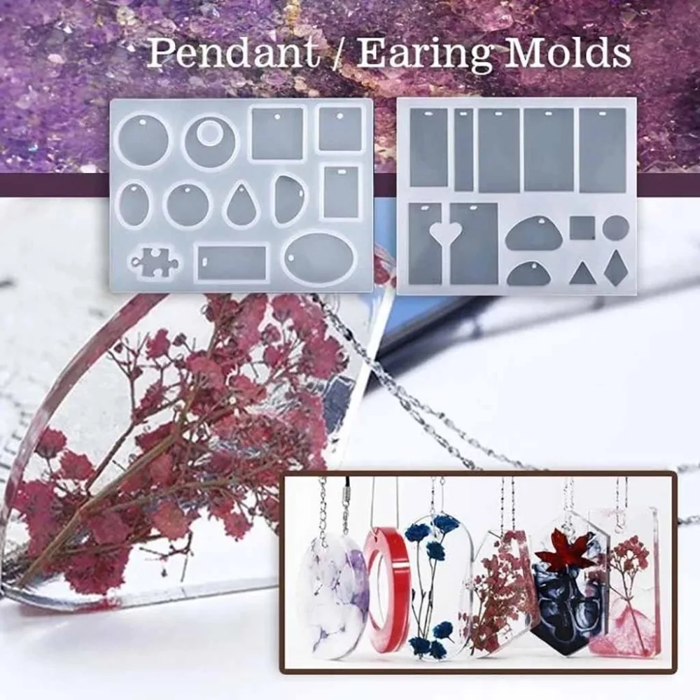 127pcs pendant jewelry mirror glue mold handmade crystal glue mold set DIY crystal glue jewelry mold 20D31 (15)