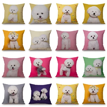 

Cute Dog Throw Pillow Case 1PC Print Pillow Case Home Bedroom Sofa Waist Cushions Cover Car Decoration 45*45 cm Cotton Linen