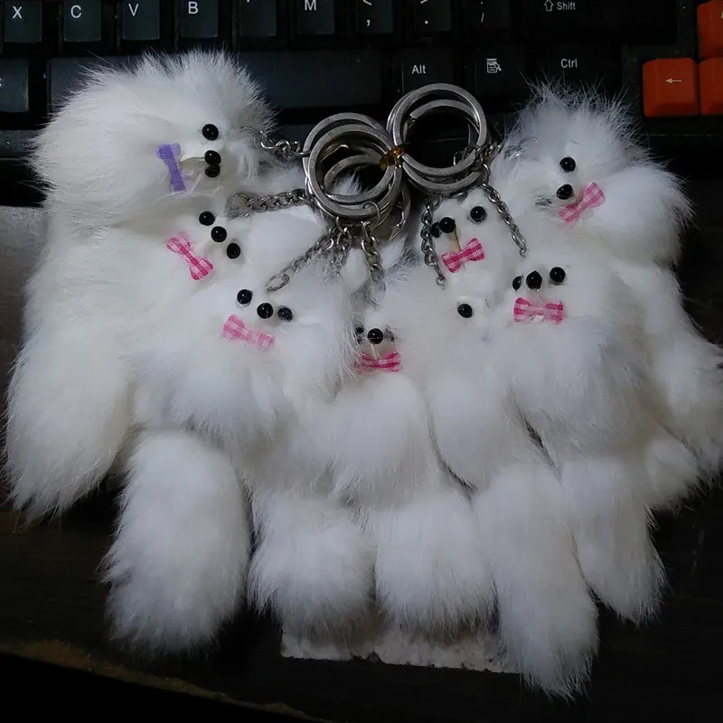 

New Fox Style Pompon Key Chain Fluffy Rabbit Fur Key Ring Cute Animal Pendant Bag Charming Car Key Holder Personality Gifts
