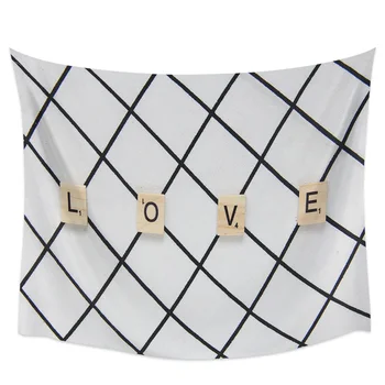 

Valentines Day Art Love Grid Wall Tapestry Home Decoration Wall Hanging for Bedroom Living Room