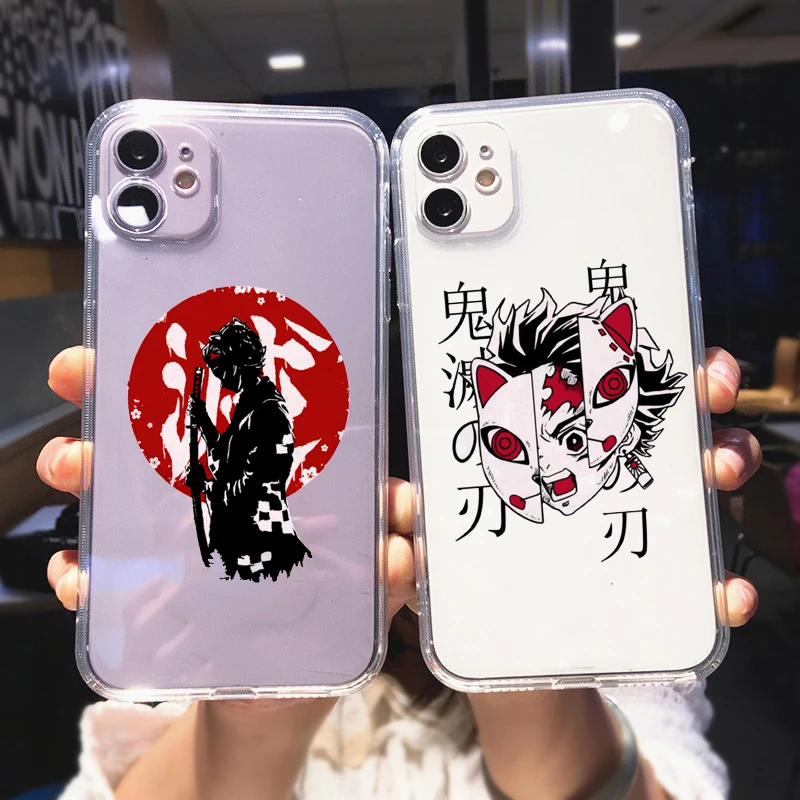 Demon Slayer Anime Phone Case For Iphone 11 Pro Max 12 Xr Xs X 13 7 8plus Cartoon Kimetsu No Yaiba Soft Tpu Cover Clear Fundas Mobile Phone Cases Covers Aliexpress