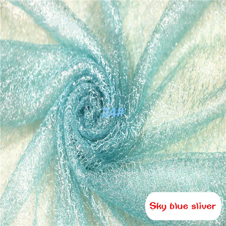 Sky blue Серебряная ткань фабричного производства/сетка Шелковый хаос Золотая сетка ткань/материал грязная сетка Марля/свадебное платье ткань/украшение из пряжи - Цвет: Sky blue