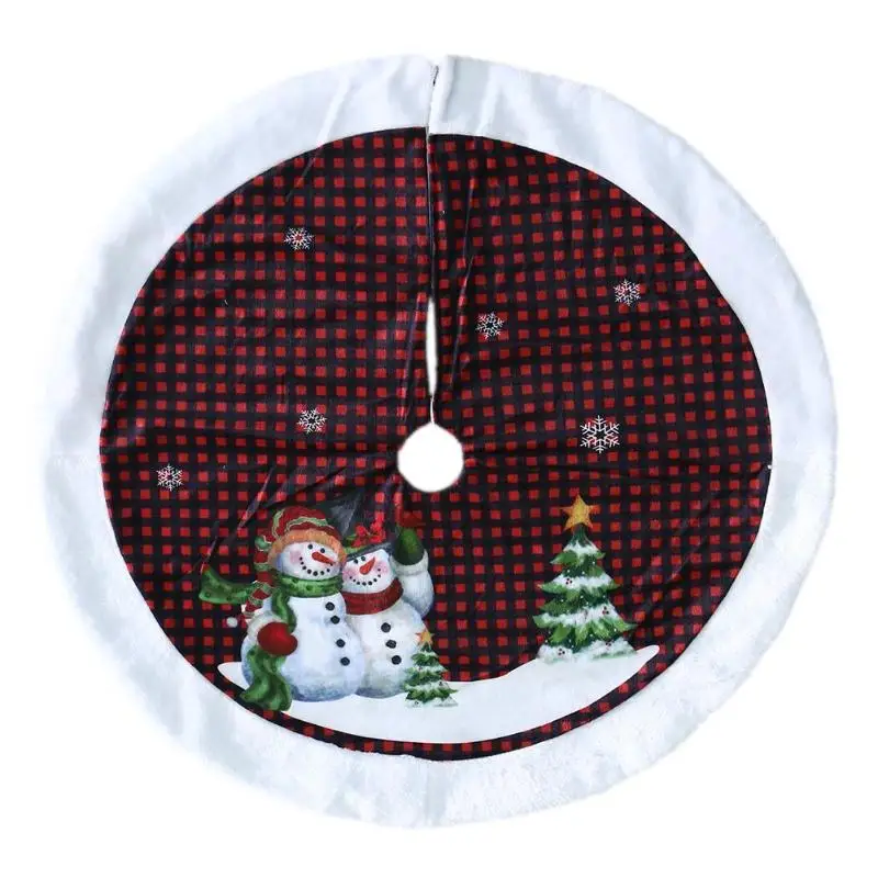 Red grid 92cm 92-122 см юбки для рождественской елки украшения для рождественской елки износостойкие плюшевые края индивидуальность Изысканная для домашнего декора Новогодняя юбка - Цвет: Red grid 92cm
