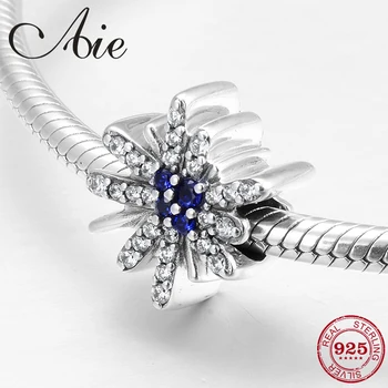 

Beautiful snowflake 925 Sterling Silver Blue and Clear CZ bead Fit Original Pandora Charm Bracelet Jewelry making