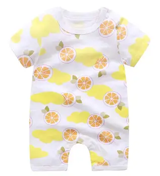 

PUDCOCO Baby Boy Girl Romper Lemon Printed Short Sleeve Jumpsuit Summer Fashion Thin Cotton Playsuit One-piece Outfit 0-24M